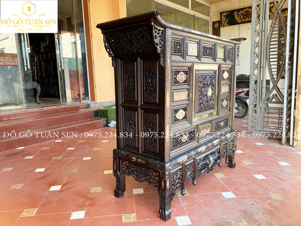 Hình ảnh tủ thờ gỗ gụ khảm ốc T36